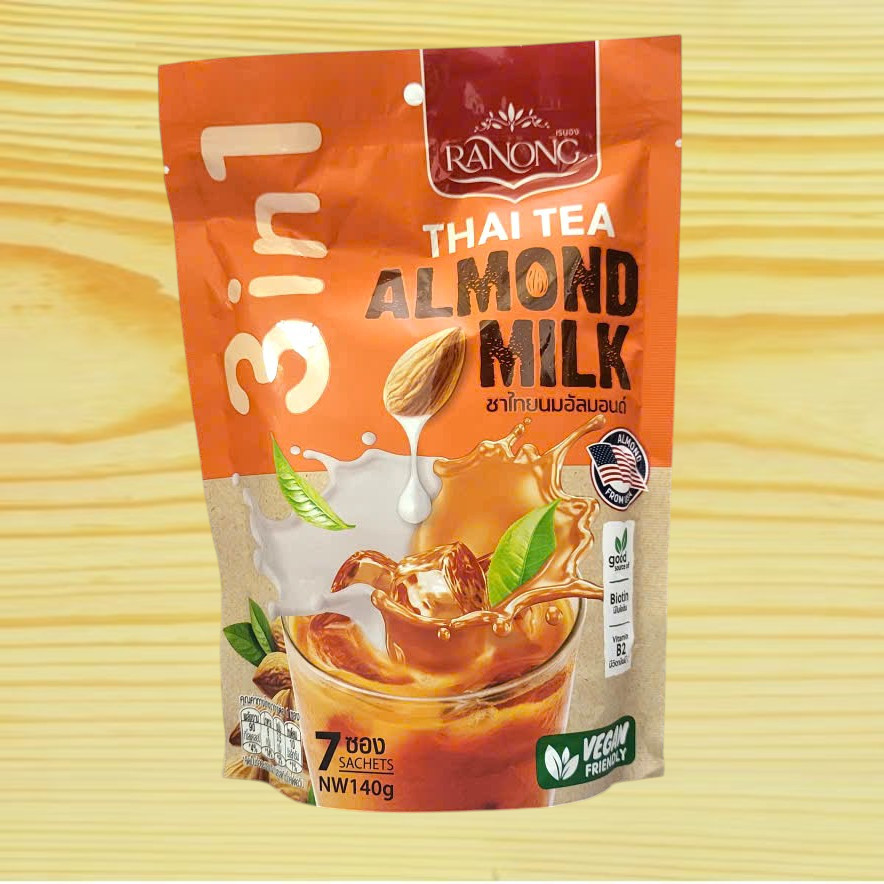 [túi ĐỎ 140gr / 7 gói] TRÀ SỮA HẠNH NHÂN THÁI ĐỎ RANONG TEA 3 in 1 Instant Thai Tea Mix With Almond Milk