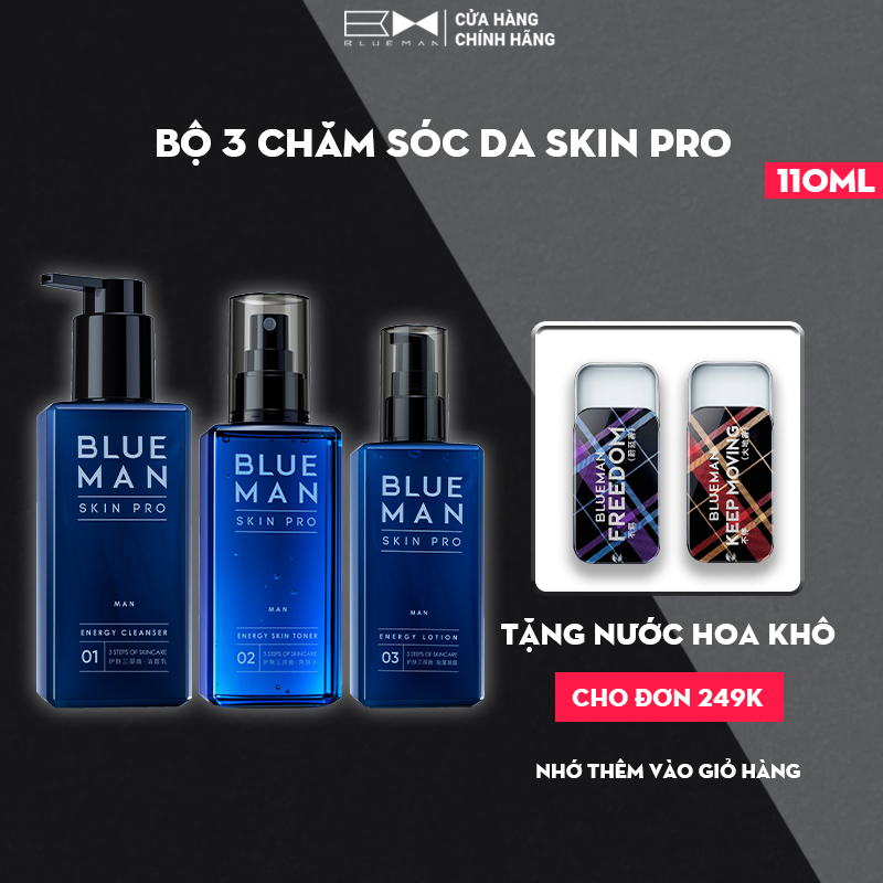 Bộ 3 Chăm Sóc Da Tiết Kiệm Skin Pro Blueman Chống Nhờn Dưỡng Ẩm Se Khít Lỗ Chân Lông