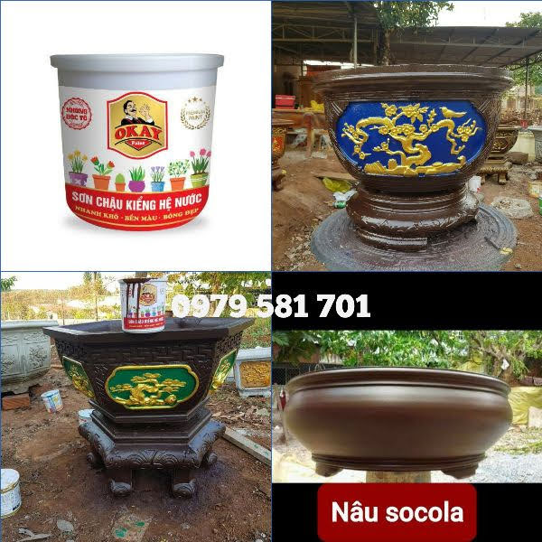 Sơn chậu kiểng màu socola hệ nước lon 1kg