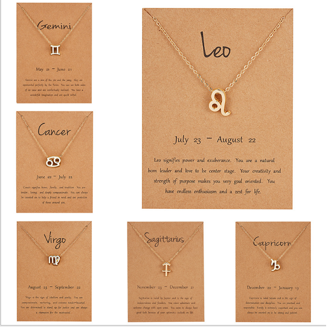Vòng Cổ Mặt Dây Chuyền Biểu Tượng Cung Hoàng Đạo 12 Tử Vi Cho Nam Nữ Trang Sức Chòm Sao Sư Tử 12 Màu Vàng / bạch kim, chất liệu hợp kim Titanium
