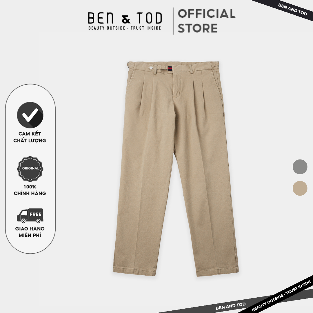 Quần kaki form slim fit sl2130bb058 ben & tod side tab nam công sở co giãn tôn dáng dày dặn nam tính