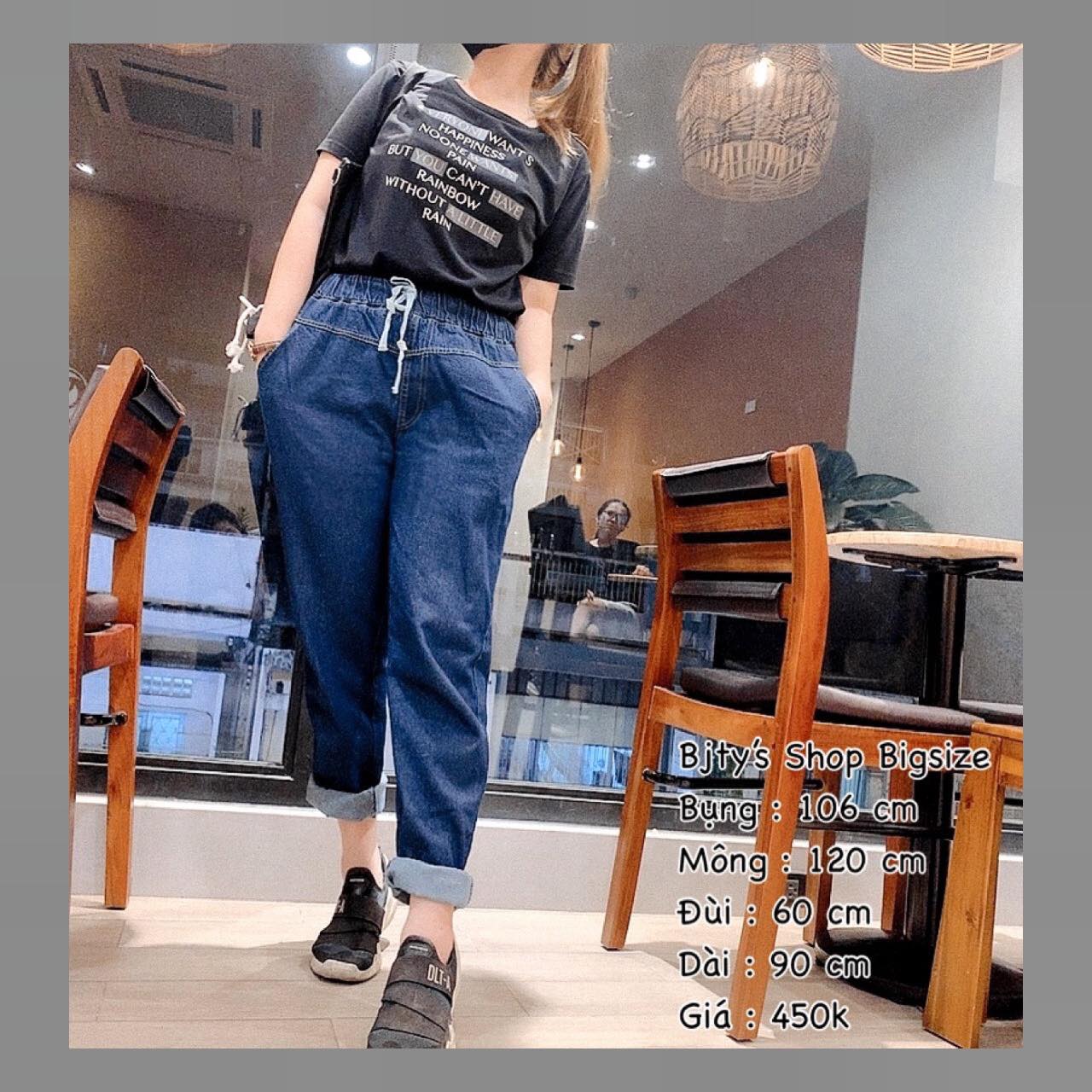 [HCM]QUẦN JEAN BAGGY NỮ BIG SIZE NGOẠI CỠ DÀNH CHO NGƯỜI MẬP BÉO 65KG ĐẾN 85KG - QUẦN JEAN NỮ BAGGY BIG SIZE - QUẦN JEAN LƯNG THUN SIZE LỚN - BJTY SHOP BIG SIZE - MŨM MĨM HOUSE BIG SIZE 60KG ĐẾN 150KG