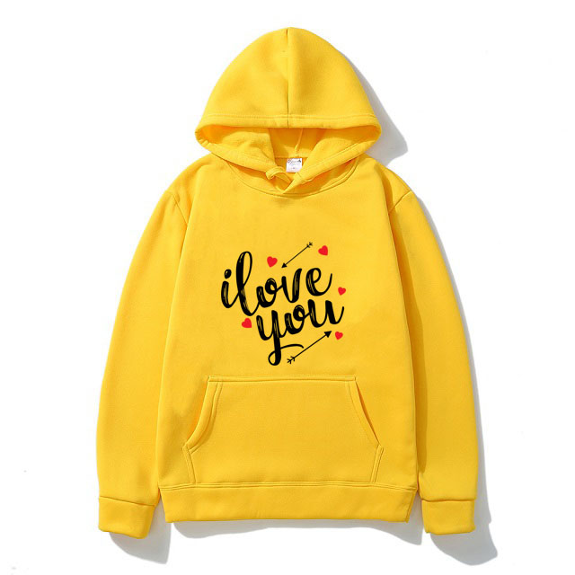 Áo Hoodie Nam Nữ Thu Đông In Chữ LOVE YOU Mũi Ten Chất Nỉ Tàu Ấm Áp - Áo Hoodies Thu Đông Mặc Đi Chơi Đi Học