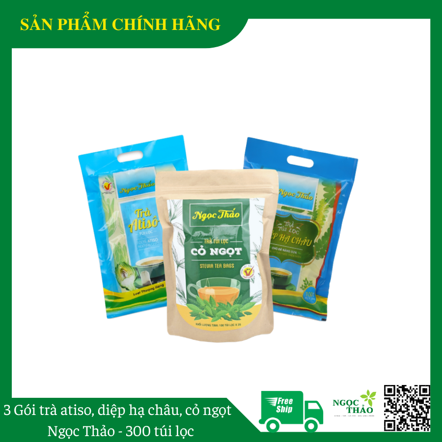 [HOT] Bộ 3 gói trà atiso - trà diệp hạ châu - trà cỏ ngọt Ngọc Thảo 300 túi lọc