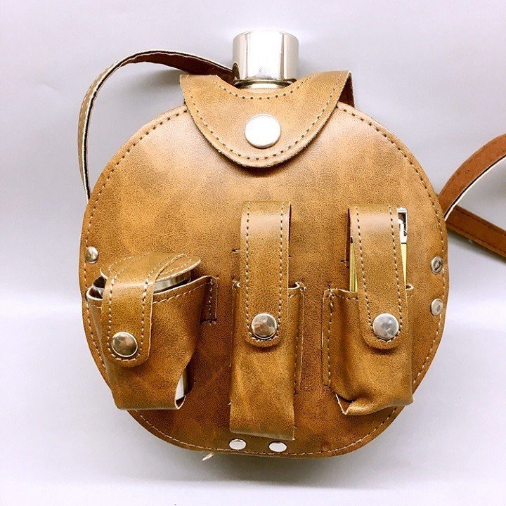 Bình đựng rượu inox 1.2 lít 42oz (Tặng túi da đeo, tặng chén) shopaha247 inox 354 dày 0.8 mm