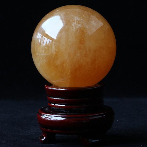 QUẢ CẦU PHONG THỦY THẠCH ANH VÀNG ĐƯỜNG KÍNH 8CM- TẶNG KÈN CHÂN ĐẾ