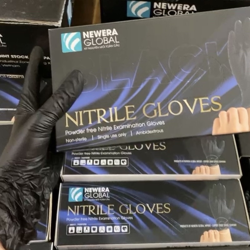 Hộp 100 găng tay đen nitrile gloves
