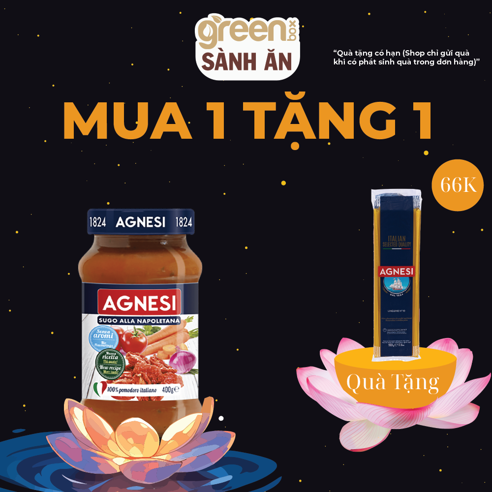 Sốt mì ý cà chua Napoletana Agnesi Ý 400g, 100% cà chua Ý nấu ngon với mì Spagetti N3, sốt cà chua cô đặc làm pizza