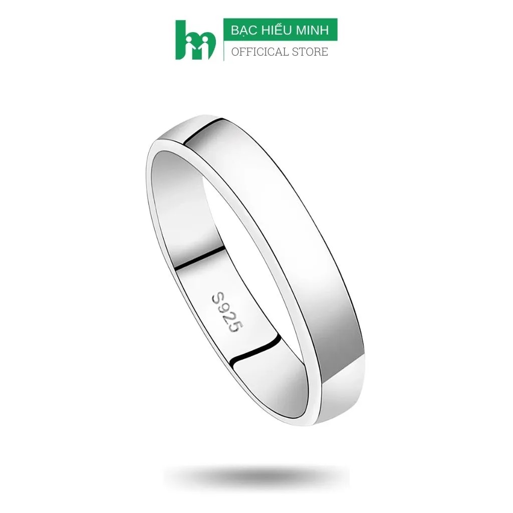 Nhẫn Nam Bạc Hiểu Minh NA035S Kiểu Trơn Vuông Bảo Hành Vĩnh Viễn