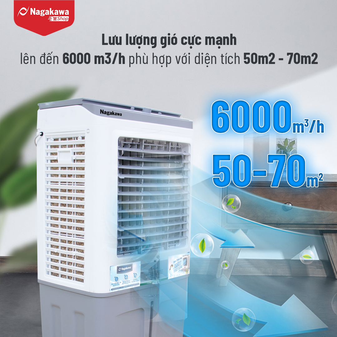 [Trả góp 0%]Máy làm mát Nagakawa NFC222 (70L) - Đảo gió đa chiều - Bảo hành 12 tháng