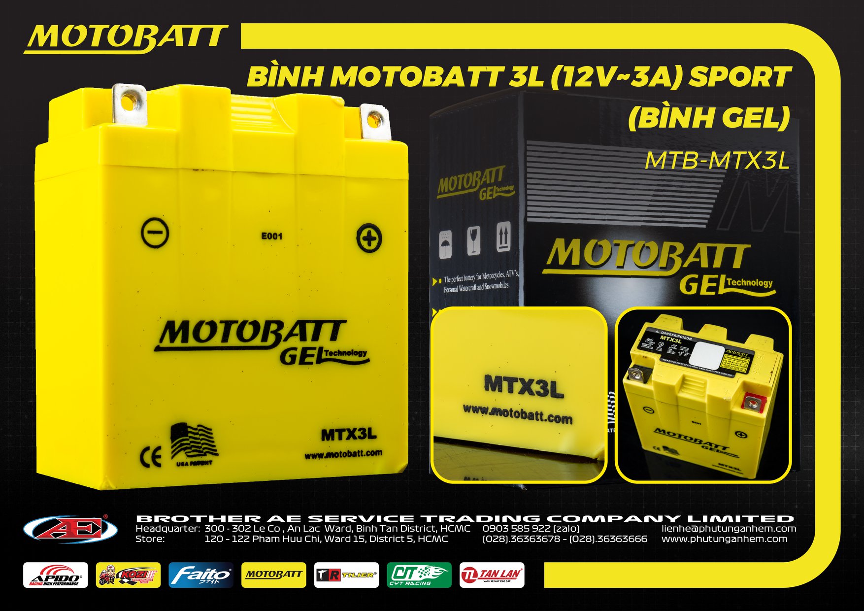 Bình motobatt 3l sport gel