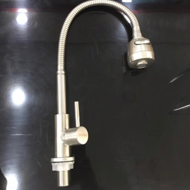 Vòi rửa chén lò xo lạnh inox 304 habali