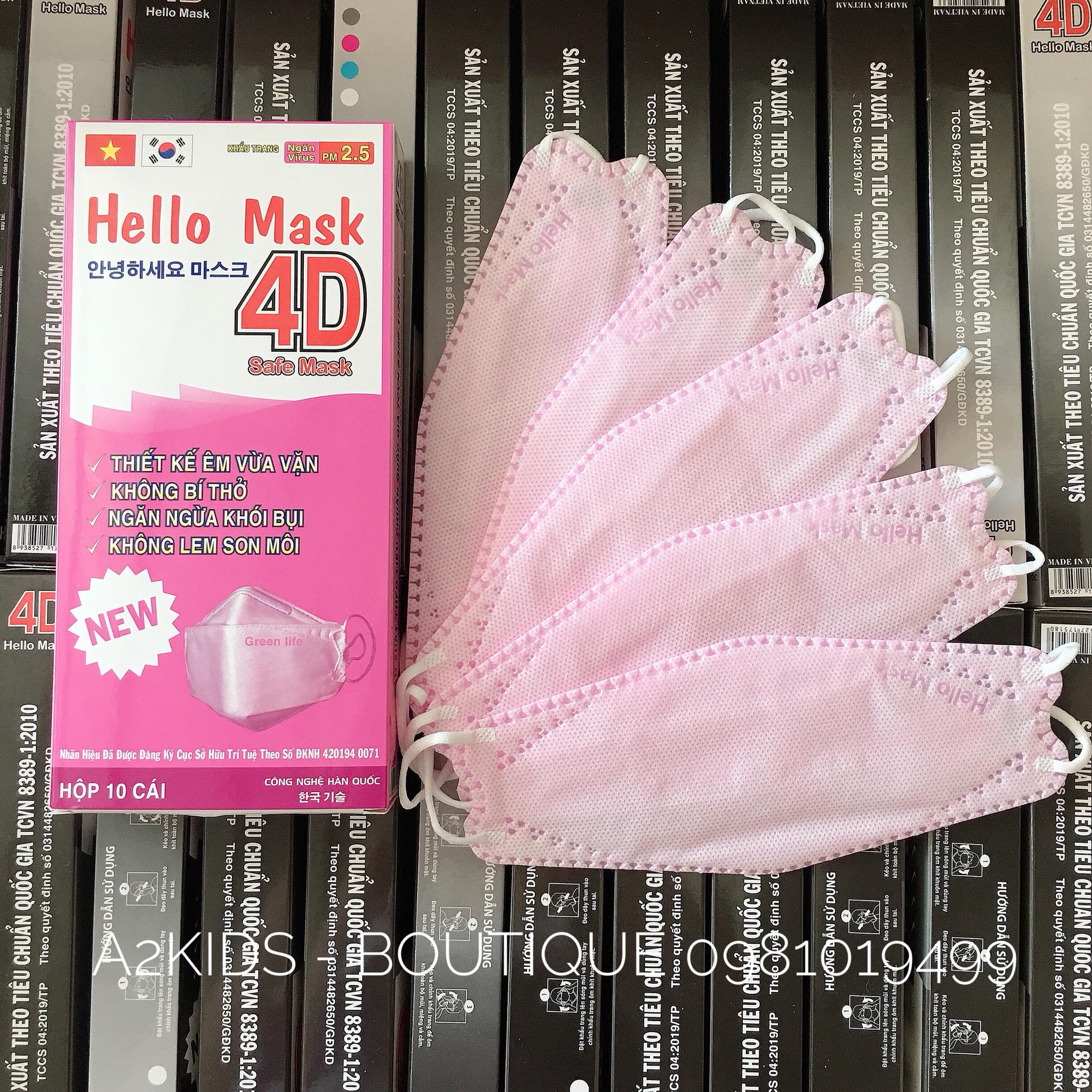 [HCM][HỒNG] Hộp 10 cái khẩu trang 4D Hello Mask đạt chuẩn Hàn Quốc/Full box 10 pcs 4D mask Korea