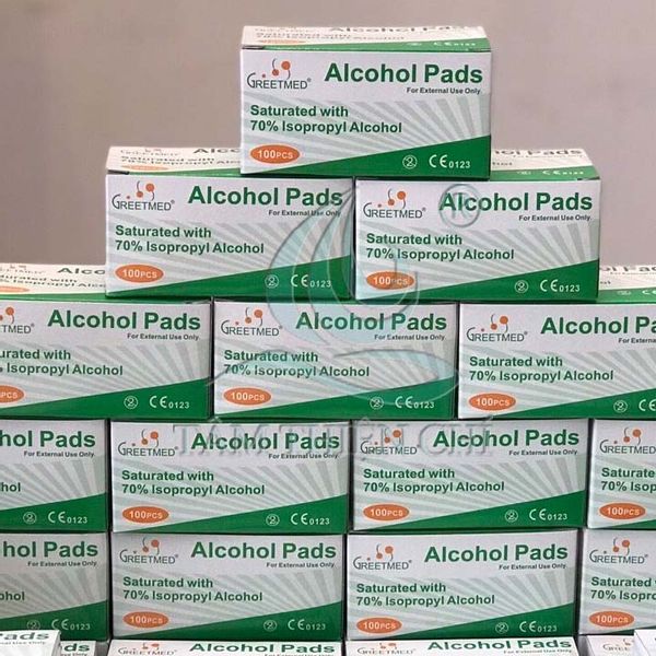 Bông Tẩm Cồn Alcohol Pads - Greetmed  Hộp 100 Cái
