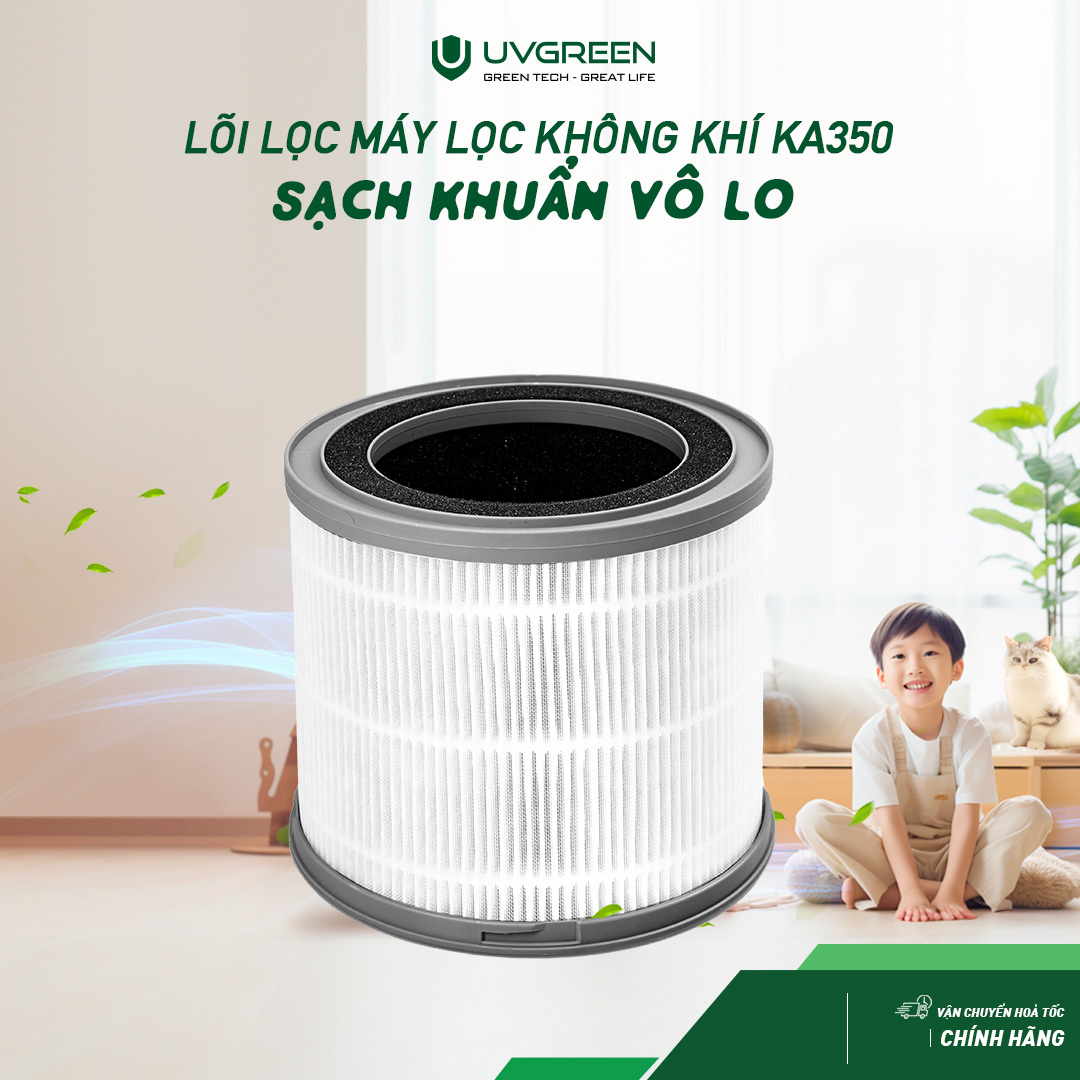 Màng lọc hepa h13 diệt khuẩn cho máy lọc không khí uvgreen ka350 ft - bộ lọc 3 lớp, lọc sạch 99,97% bụi mịn