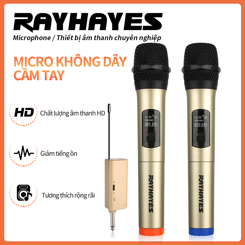 RAYHAYES Micro không dây chính hãng UHF chuyên nghiệp cầm tay kép chống hú có giảm tiếng ồn Mạng lưới micro DSP giảm tiếng ồn thông minh Chip