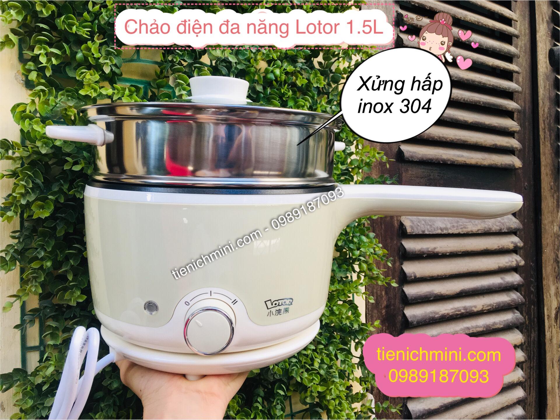 [CÓ CHỐNG DÍNH] Chảo Điện Đa Năng LOTOR 1.5L Có Xửng Hấp