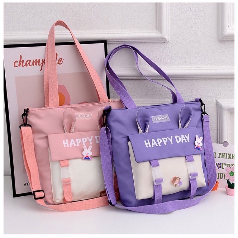 Tote đeo 2 kiểu Tai thỏ Happy TT21 phong cách dễ thương