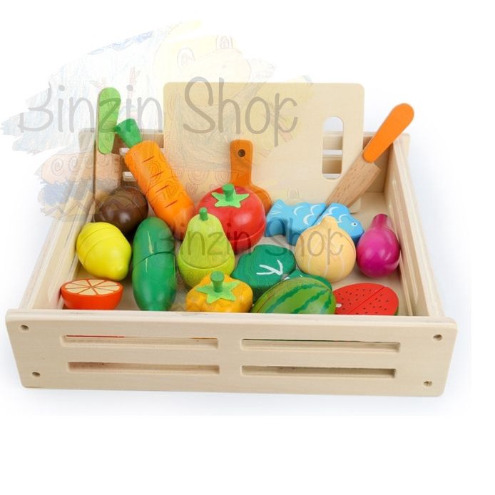 Bộ đồ chơi cắt trái cây gỗ 17 chi tiết