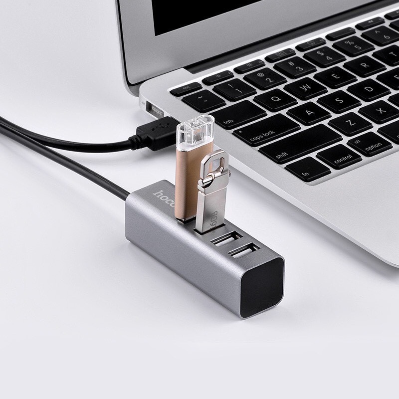 [BH 1 năm] Hub chia cổng USB Hoco HB1, bộ chia usb 4 cổng dây dài 1m, dùng cho laptop PC Desktop, chất liệu vỏ hợp kim nhôm cao cấp, hàng chính hãng