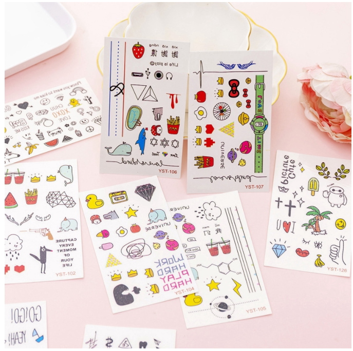 Sticker hình xăm, dán Anime dán trang trí, dễ thương