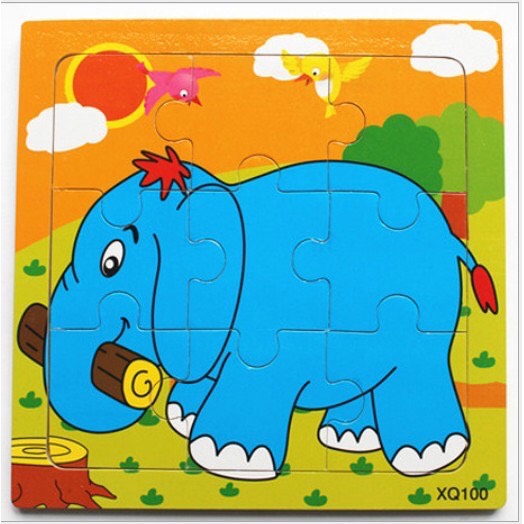 Bộ 10 tranh ghép hình 2d benrikids bằng gỗ mẫu động vật và phương tiện cho bé