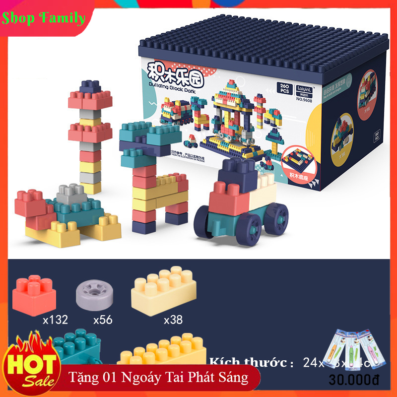Bộ xếp hình lego 260 360 520 chi tiết cho bé, các mảnh ghép với nhiều kích thước khác nhau giúp bé thoải mái tư duy sáng tạo, đồ chơi phát triển trí tuệ trẻ