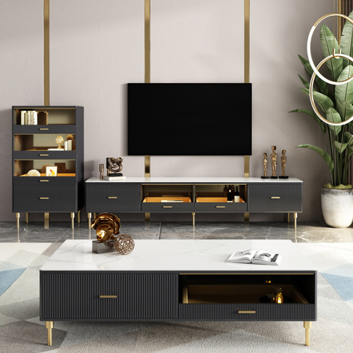 🌟LUXURY🌟 Combo Kệ Tivi bàn trà phong cách Ý sang trọng, Kệ tivi bàn trà cao cấp LUX-KTV01 Dream_Home