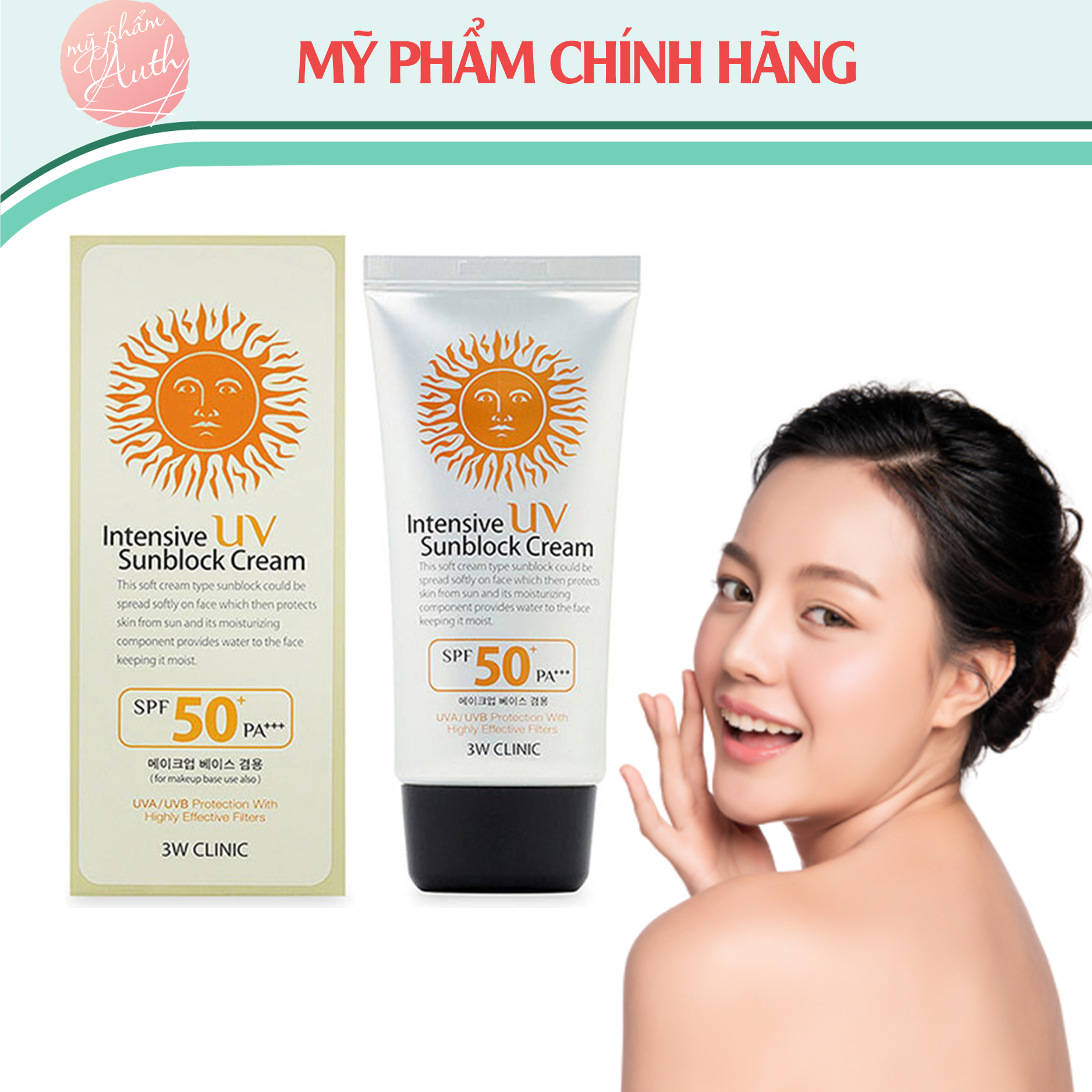 [HCM]Kem Chống nắng 3W Clinic Intensive Sunblock cream 70ml (hộp mặt trời đỏ) SPF 50 PA +++ bảo vệ da tối ưu trong 120 phút hoạt động ngoài trời nắng.