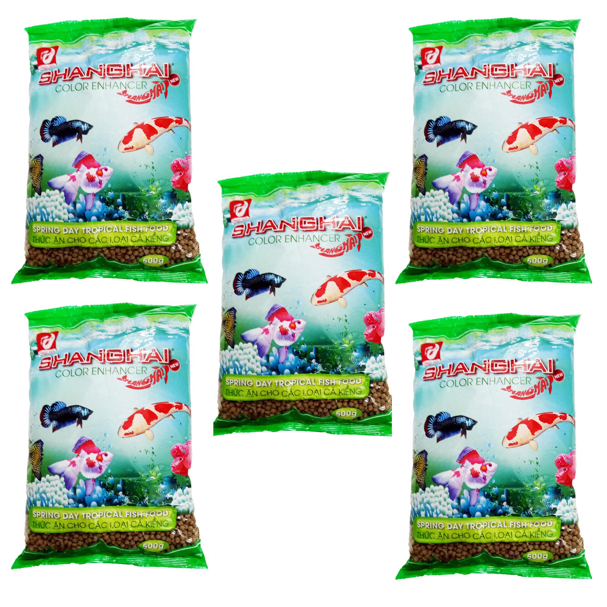 Combo 5 Gói Thức Ăn Cá ShangHai Viên Vừa 500g - Cám Cá Cảnh