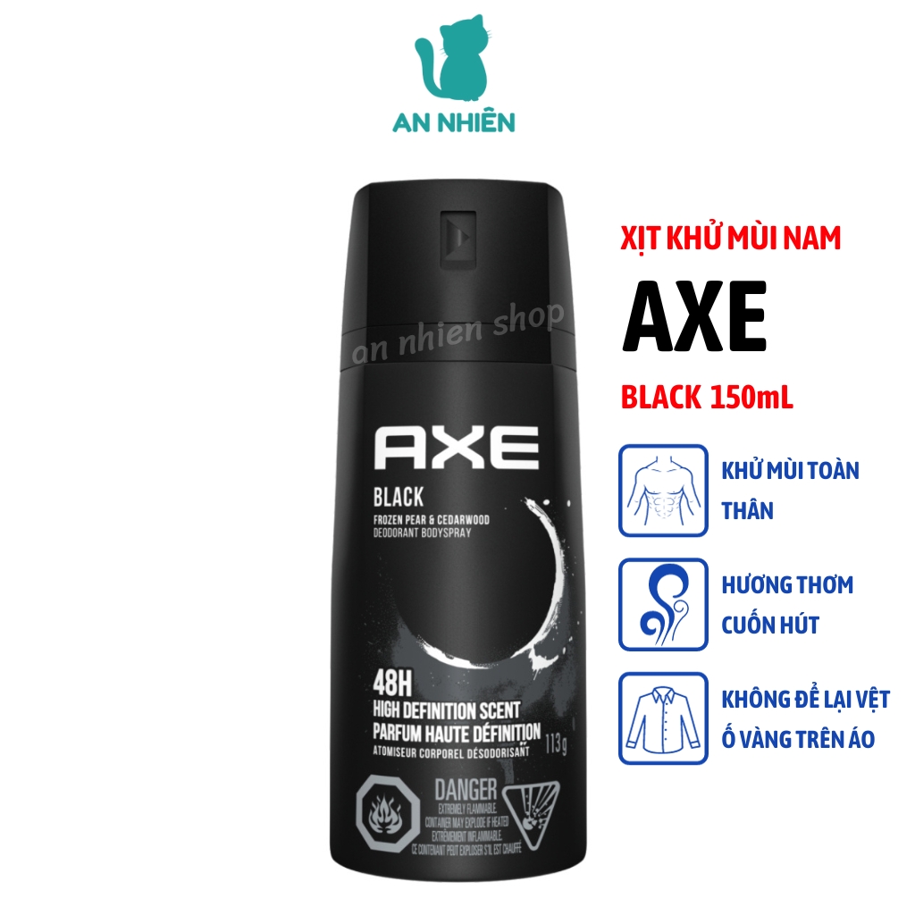 Xịt nước hoa khử mùi toàn thân nam AXE Black 150ml
