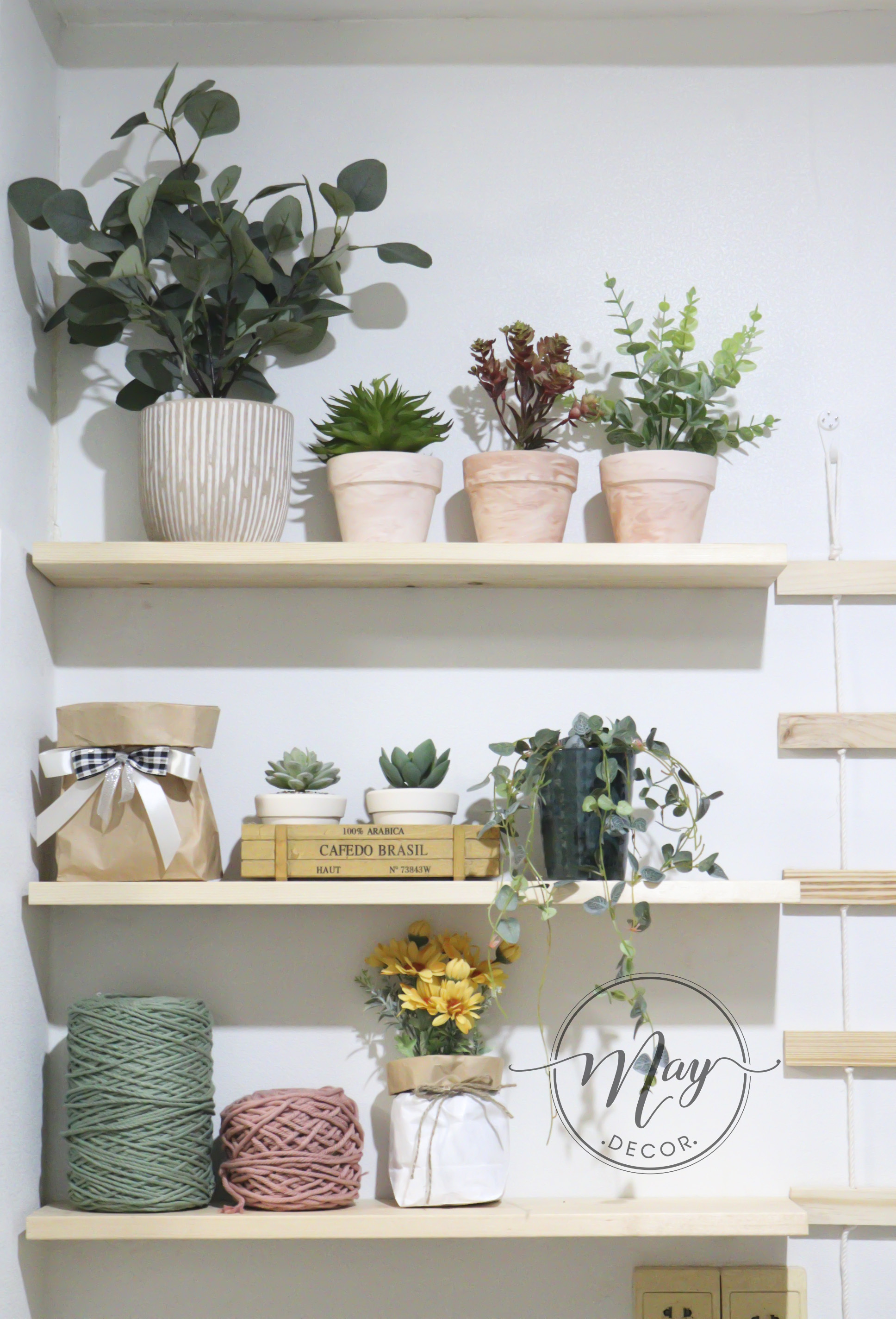 Kệ gỗ treo tường vít âm (đầy đủ phụ kiện)-1 tấm 50x14cm-Màu gỗ ko sơn