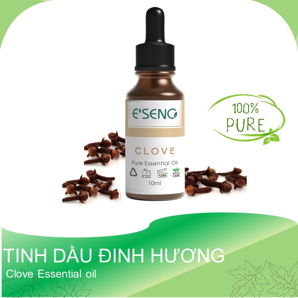 Tinh dầu đinh hương nguyên chất 100%, Tinh dầu ESENO dùng với máy khuếch tán để xông thơm phòng đuổi muỗi, thanh lọc không khí, sát khuẩn, massage