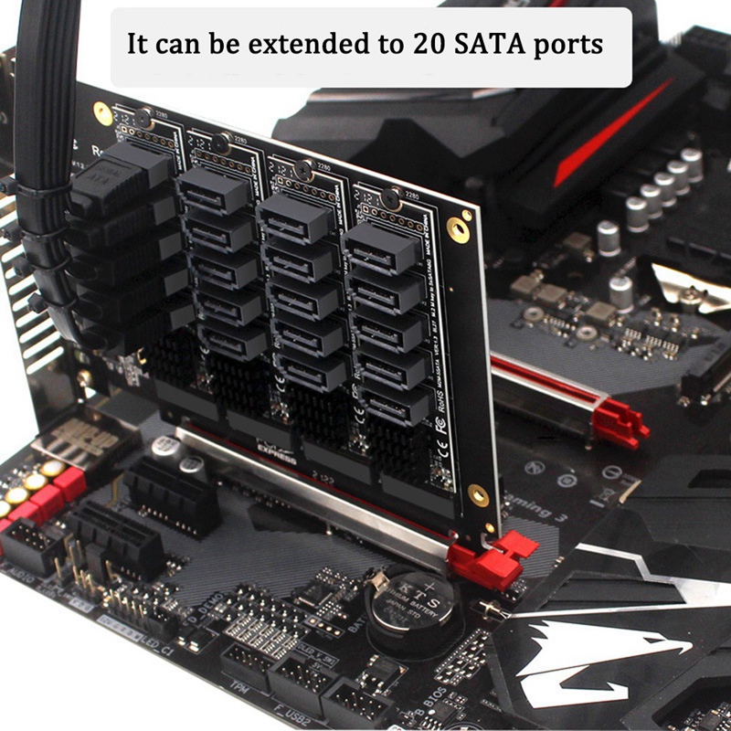M.2 NGFF PCIE B-Key Sata to SATA 3.0 5 Port Expansion Card 6Gbps Adapter  Card JMB585 Chipset M.2 NVME to SATA3.0