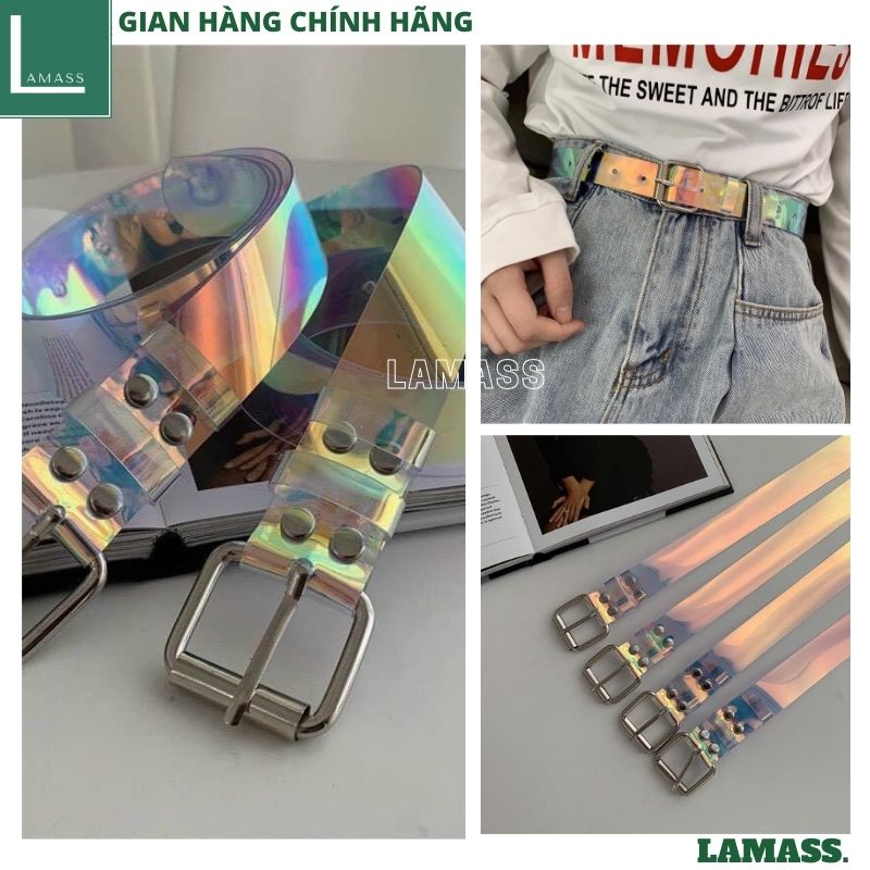 Dây thắt lưng nữ nam unisex mặt vuông ulzzang to vừa mầu nhũ nhiều mầu -thắt lưng da nam nữ đều dùng được -dây nịt nam -LAMASS