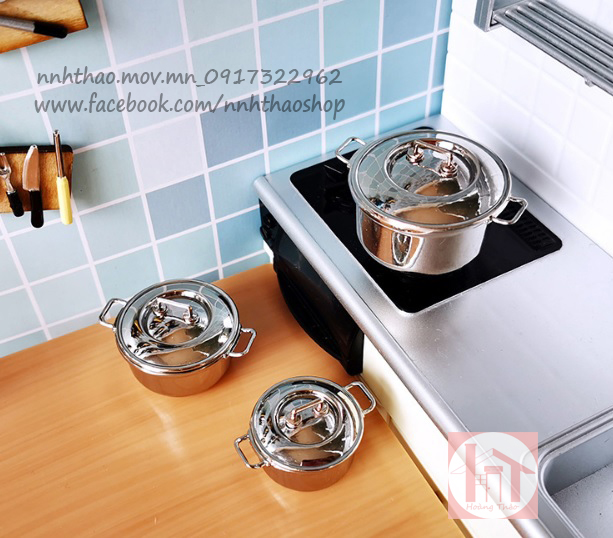 Miniature trang trí dollhouse_Mô hình Nồi Kim Loại Nhiều Kích Cỡ