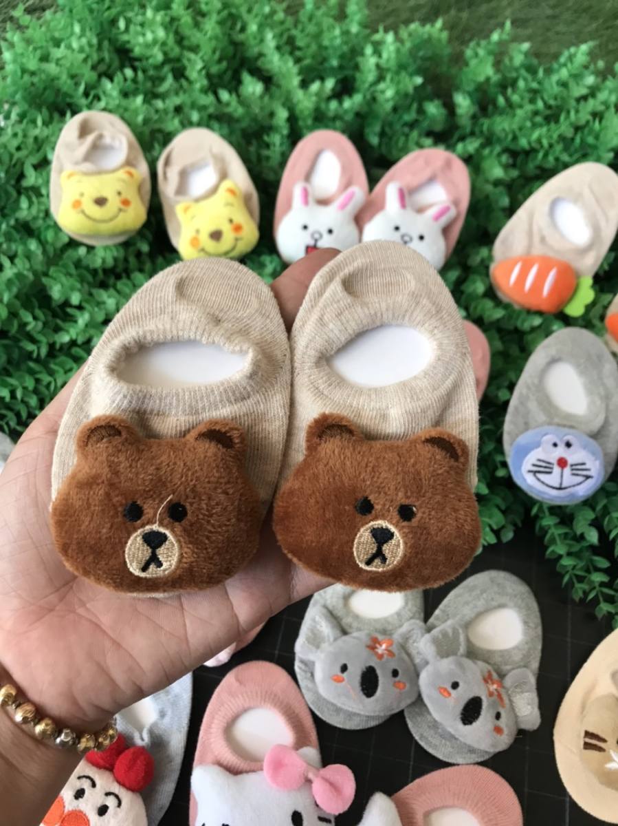 Tất/vớ cho bé set 5 đôi tất hình thú cho bé trai, bé gái, tất trẻ em từ 0-3 tuổi, chất cotton, tất chống trơn trượt hình thú 3d ngộ nghĩ cho bé