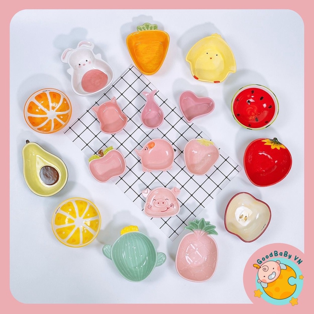 Bát ăn dặm bát gốm sứ cao cấp hình thú,hoa quả cho bé goodbabyvn