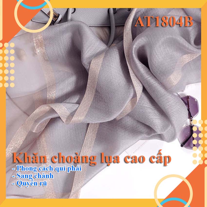 [HCM]Khăn Choàng Lụa Satin  AT1804 In Họa Tiết Thời Trang Cao Cấp Cho Nữ Phong Cách Hàn Quốc Thích Hợp Cho Mùa Hè