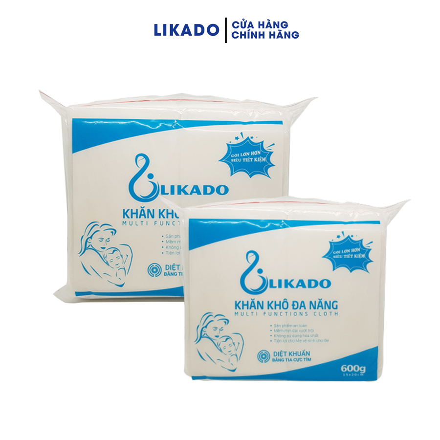 Khăn khô đa năng cho bé likado 600gram combo 2 gói