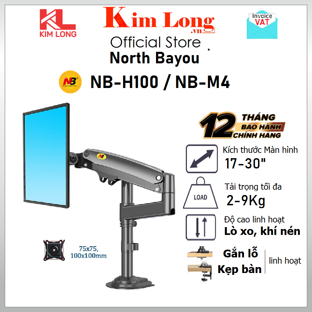 Giá đỡ treo north bayou nb-h100 treo màn màn hình 17 -30 inch tải trọng 2-9kg - bảo hành 12 tháng chính hãng