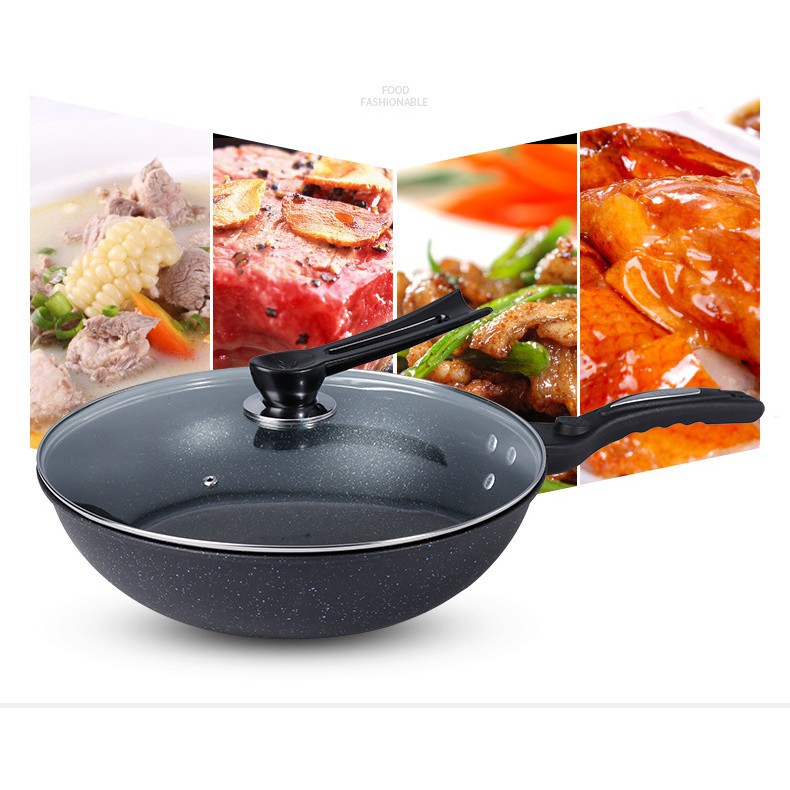 Chảo chống dính siêu bền đá sâu coopia hàn quốc - - chảo chống dính có nắp kính size 32cm