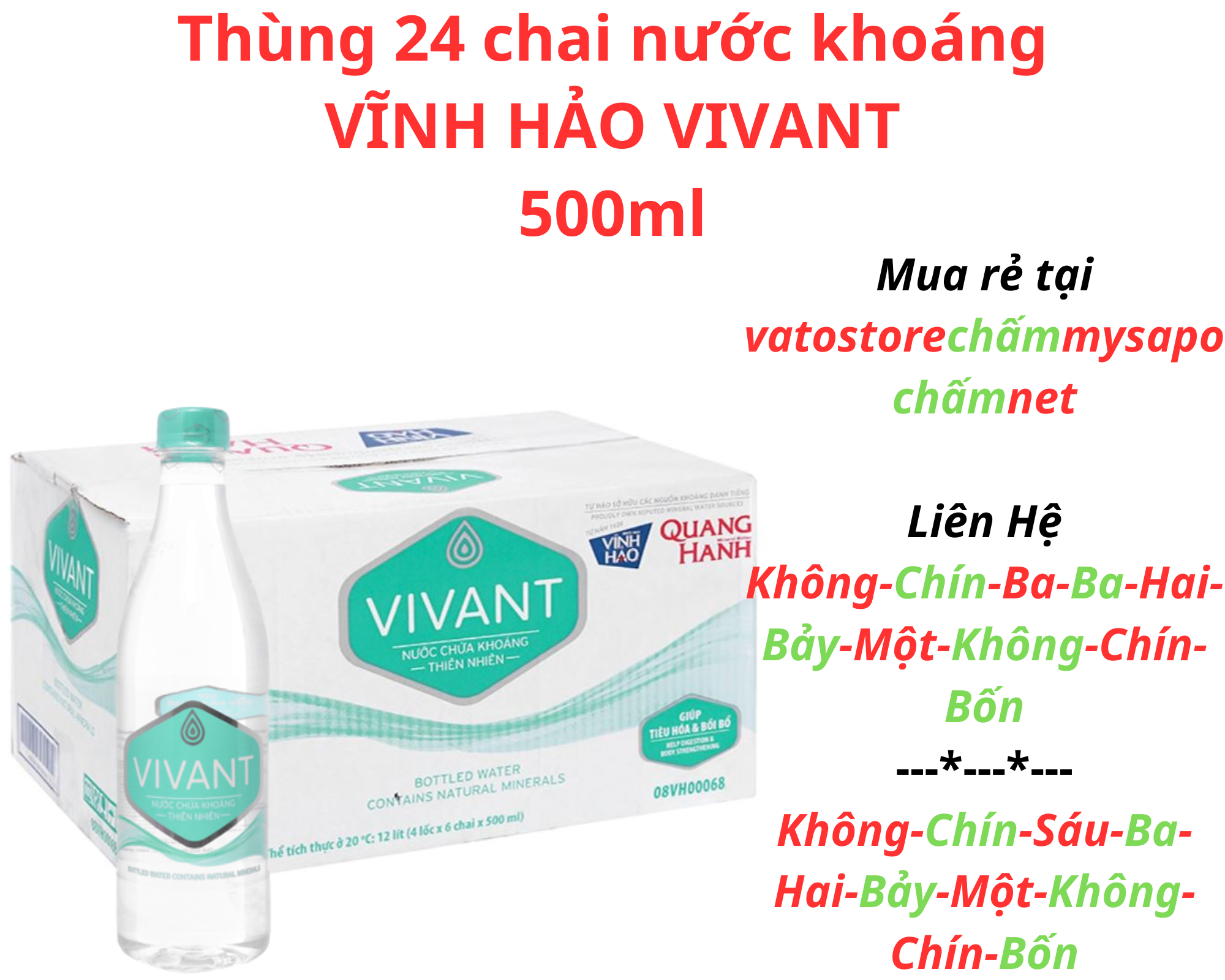 Nước khoáng không ga VĨNH HẢO VIVANT chai 500ml