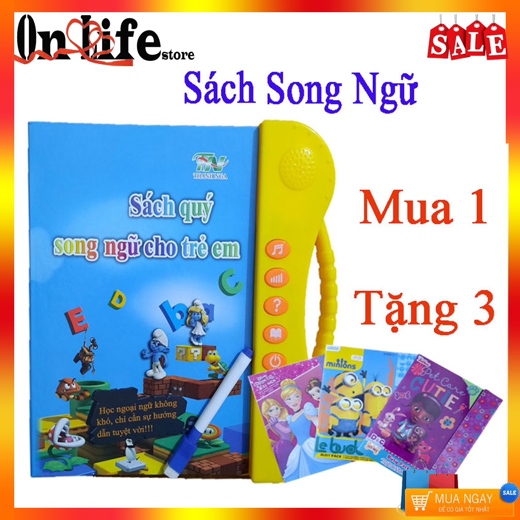Sách Nói Điện Tử Song Ngữ Anh Việt cho Trẻ Em- Học Tiếng Anh - Toán - Tiếng Việt - Sách Thông Minh - Đồ Chơi Phát Triển Trí Thông Minh ( Mua 1 tặng 3 )