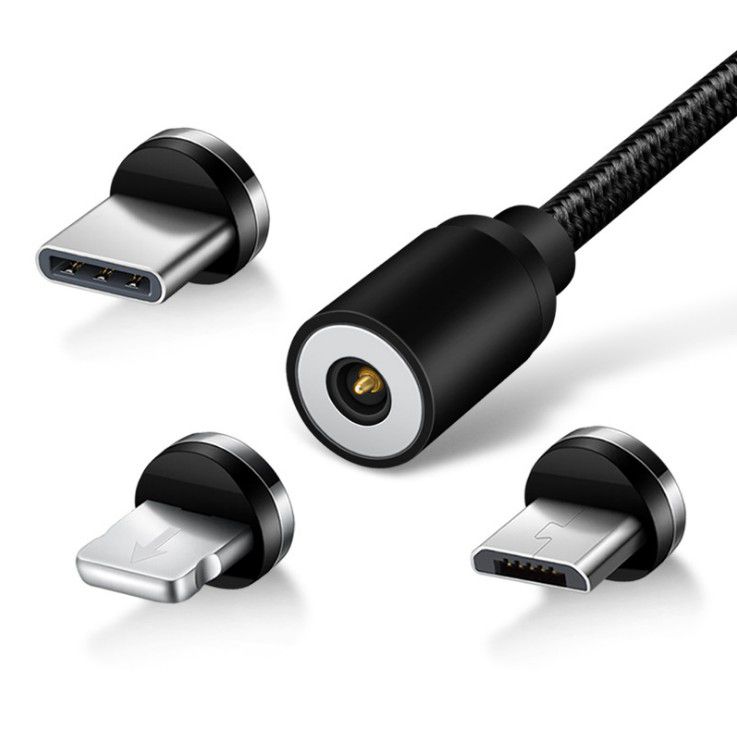Cáp sạc nam châm 360 độ X-Cable 3 trong 1, dành cho iphone + Samsung + Usb Type C. bọc dây dù siêu bền, sạc cực nhanh