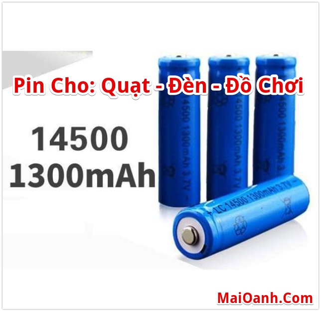 Pin 14500 3.7V 1300mah (Chạy Quạt, Đèn Pin, Đồ Chơi ...)