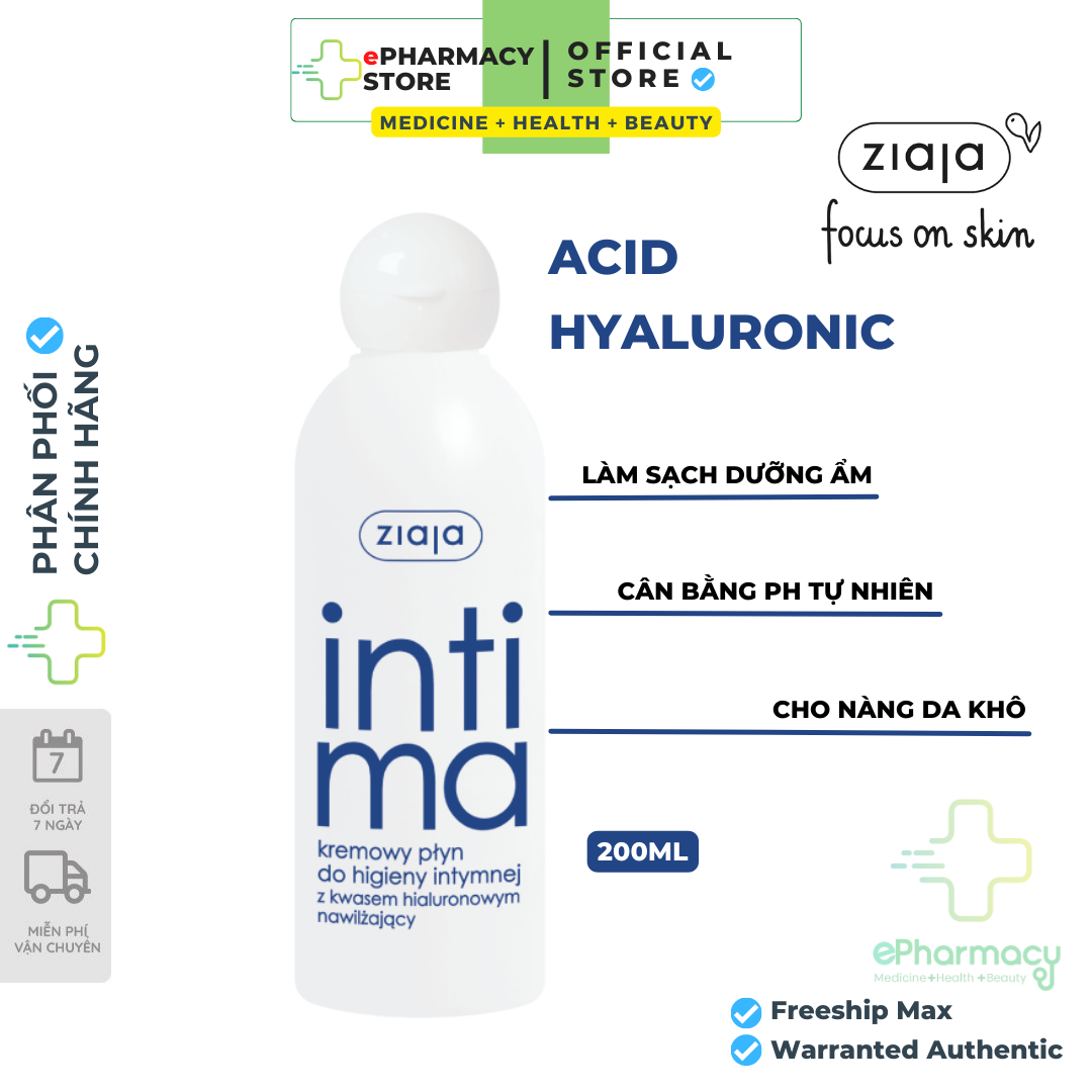 INTIMA ZIAJA Dung Dịch Vệ Sinh Phụ Nữ Xanh Đậm dưỡng ẩm vùng kín cho da khô 200ml