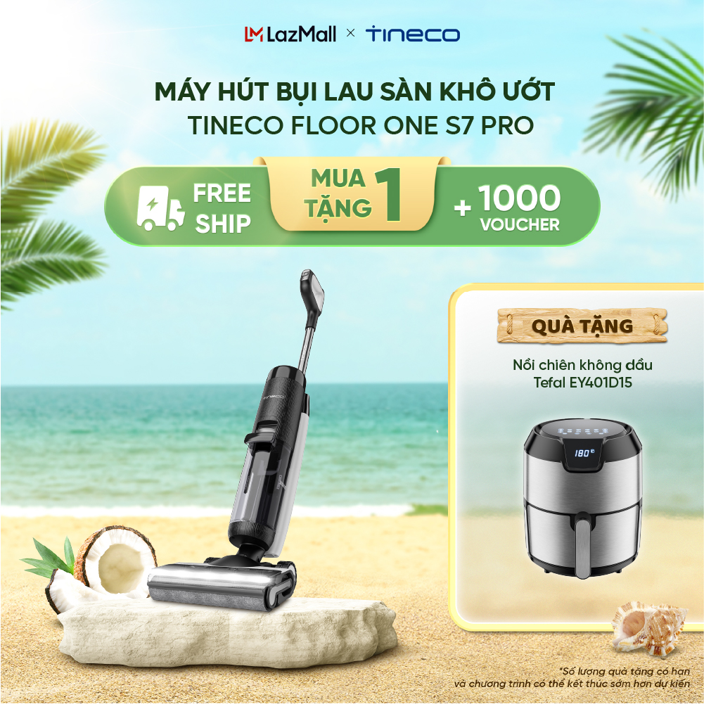Máy hút bụi lau sàn khô ướt tineco floor one s7 pro -tặng kèm nước lau sàn tineco 330ml - lực hút 12000pa - bản quốc tế - bh 12 tháng