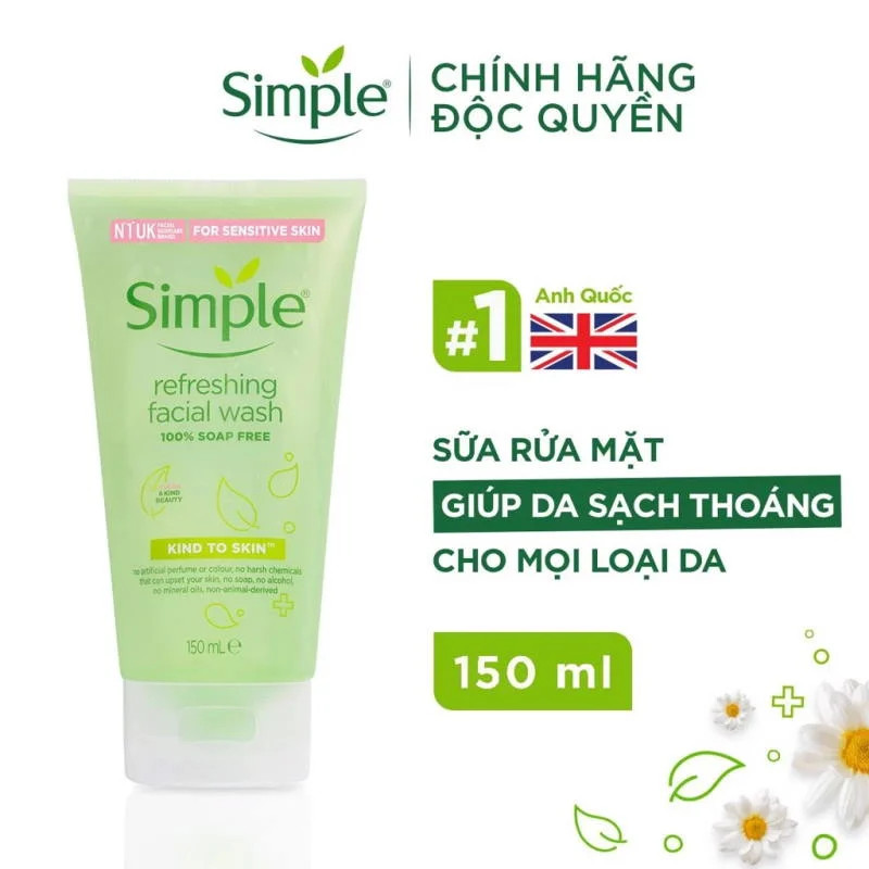 Sữa rửa mặt dịu nhẹ simple 150ml