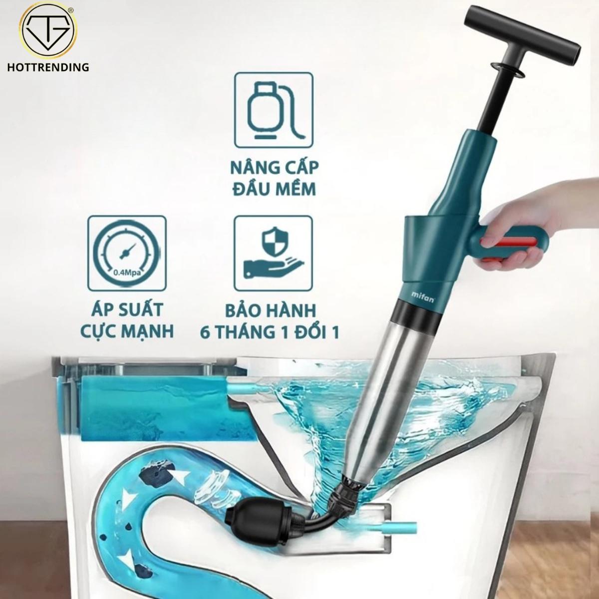 Máy Thông Tắc Bồn Cầu Chậu Rửa Bát Bồn Tắm Mẫu Mới Khí Nén AGT Cực Mạnh - Nhựa ABS Và Thép Không Gỉ Cao Cấp